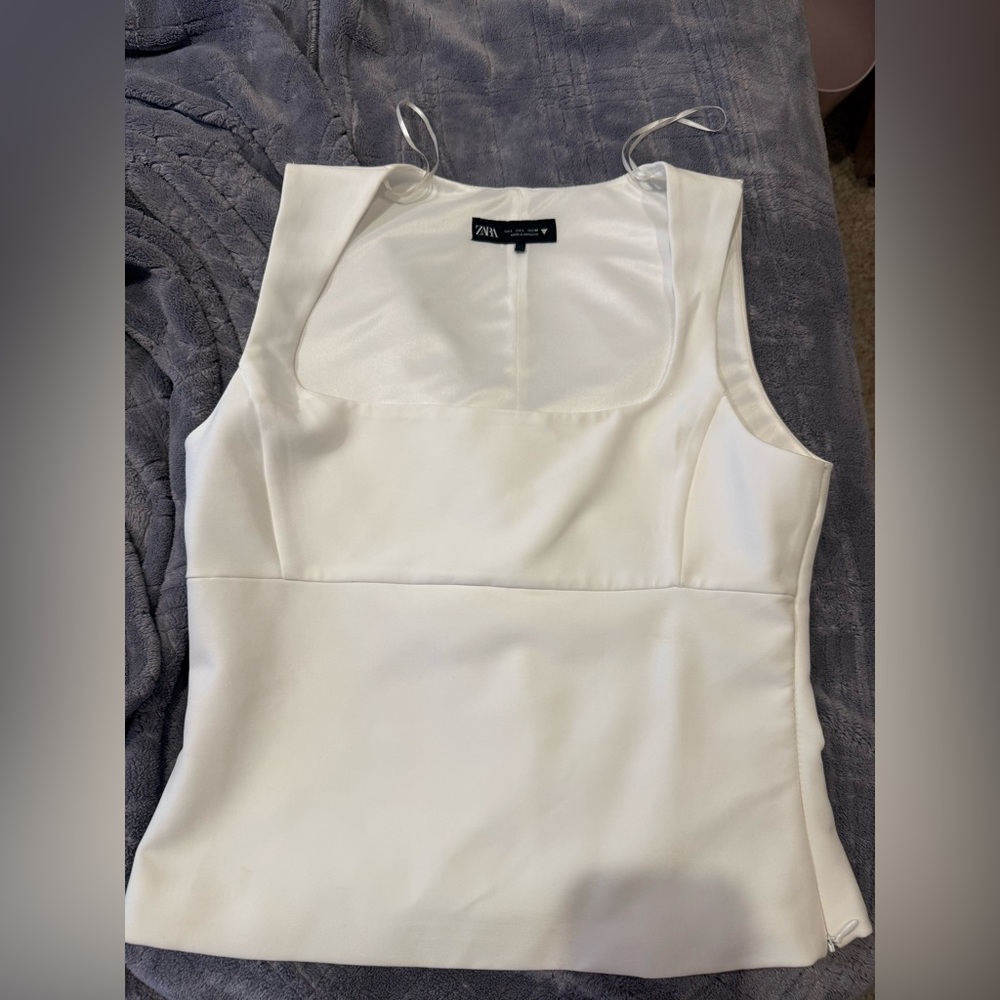 Zara Cream Fitted Sleeveless Tank Top